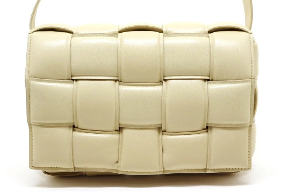 Bottega Veneta Padded Cassette Shoulder Bag Beige Cream Lambskin